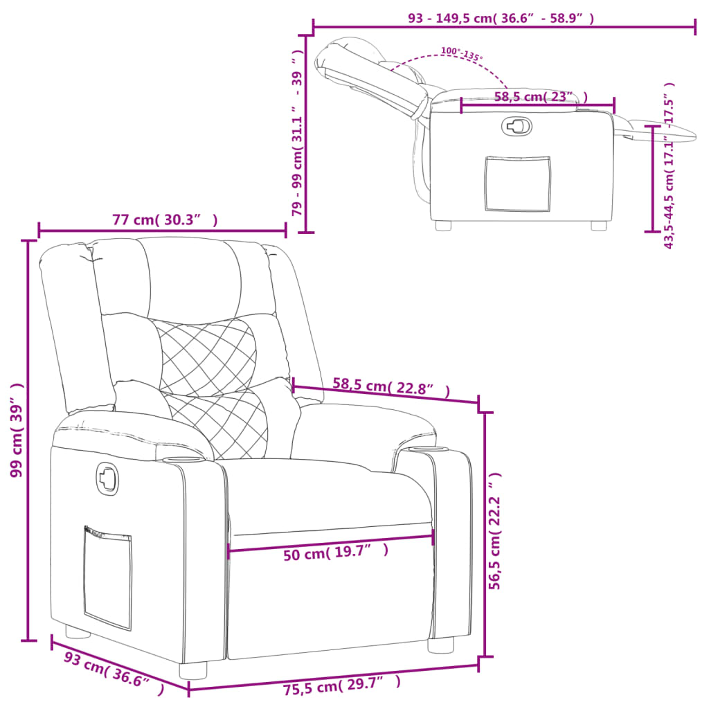 Fauteuil verstelbaar kunstleer grijs is nu te koop bij PeponiXL, paradijselijk wonen!