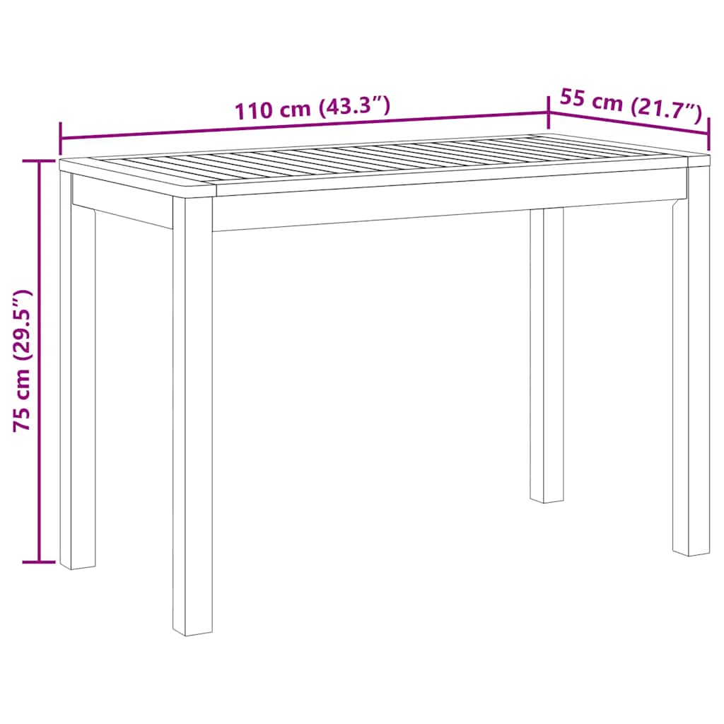 Tuintafel 110x55x75 cm massief acaciahout is nu te koop bij PeponiXL, paradijselijk wonen!