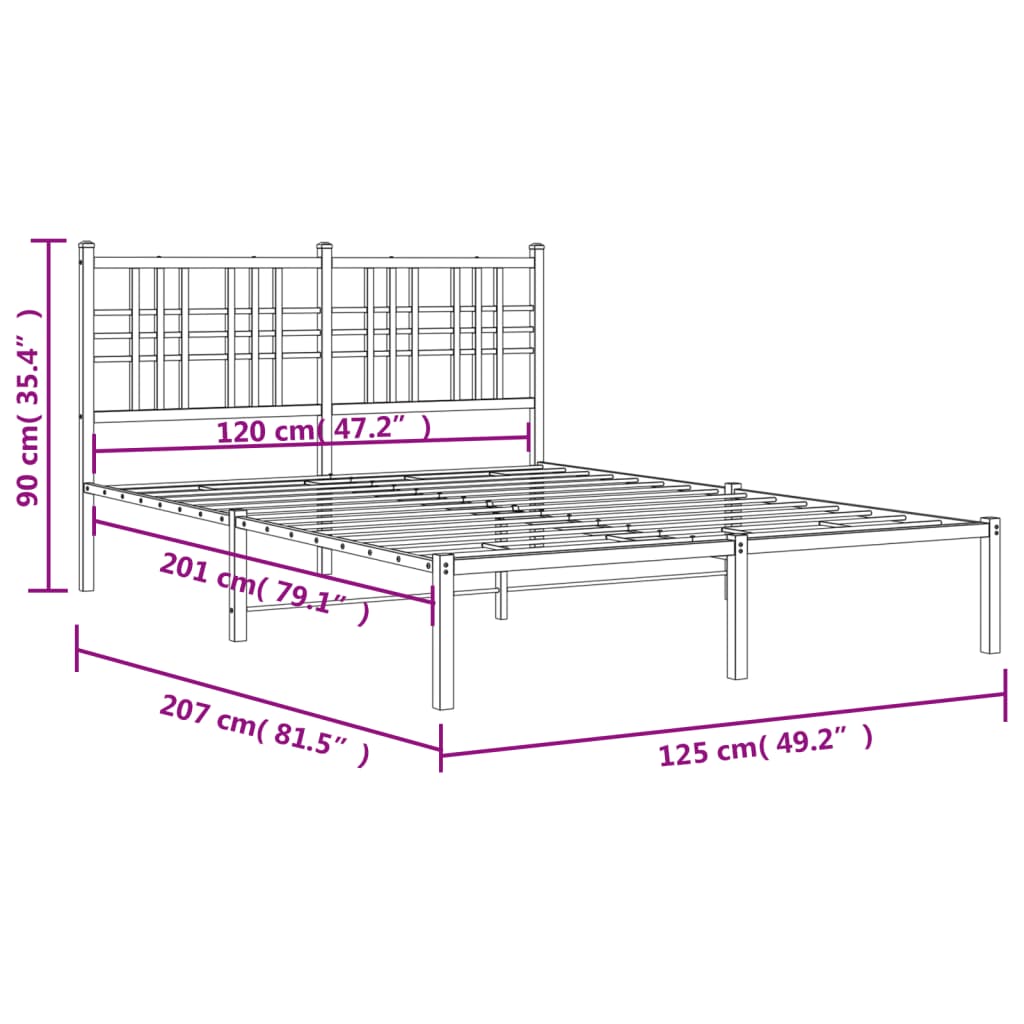 Bedframe met hoofdbord metaal wit 120x200 cm is nu te koop bij PeponiXL, paradijselijk wonen!