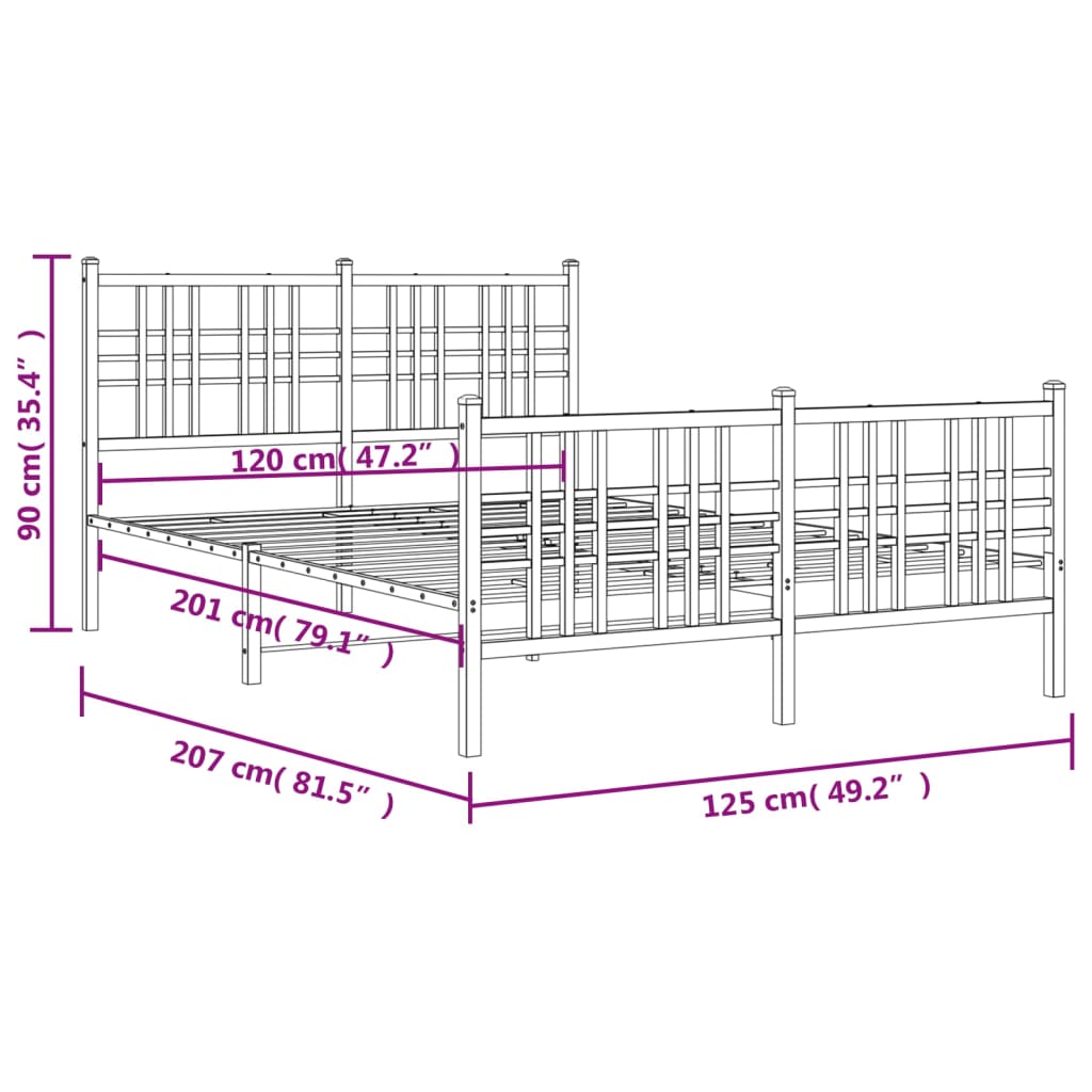 Bedframe met hoofd- en voeteneinde metaal wit 120x200 cm is nu te koop bij PeponiXL, paradijselijk wonen!