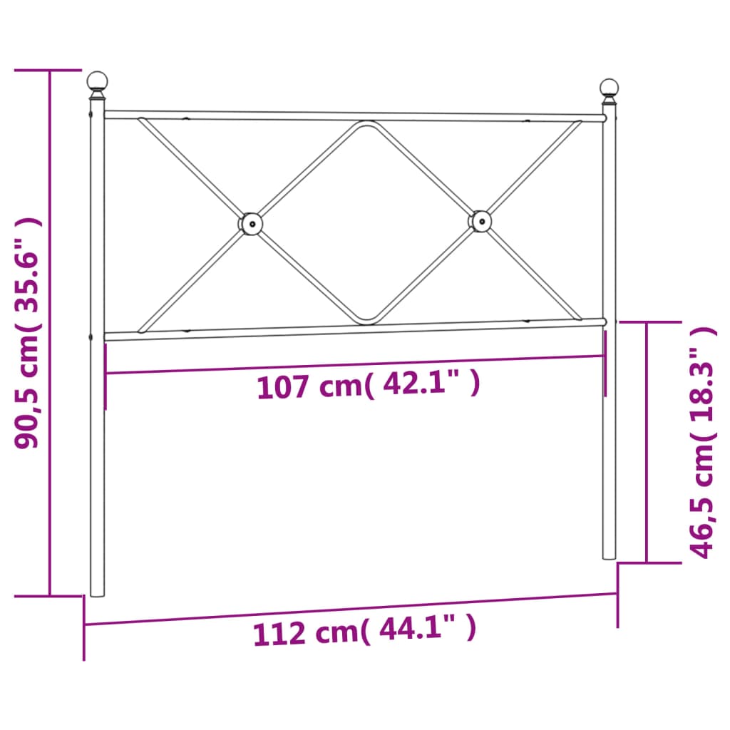 Vervangend hoofdbord 107 cm metaal zwart is nu te koop bij PeponiXL, paradijselijk wonen!