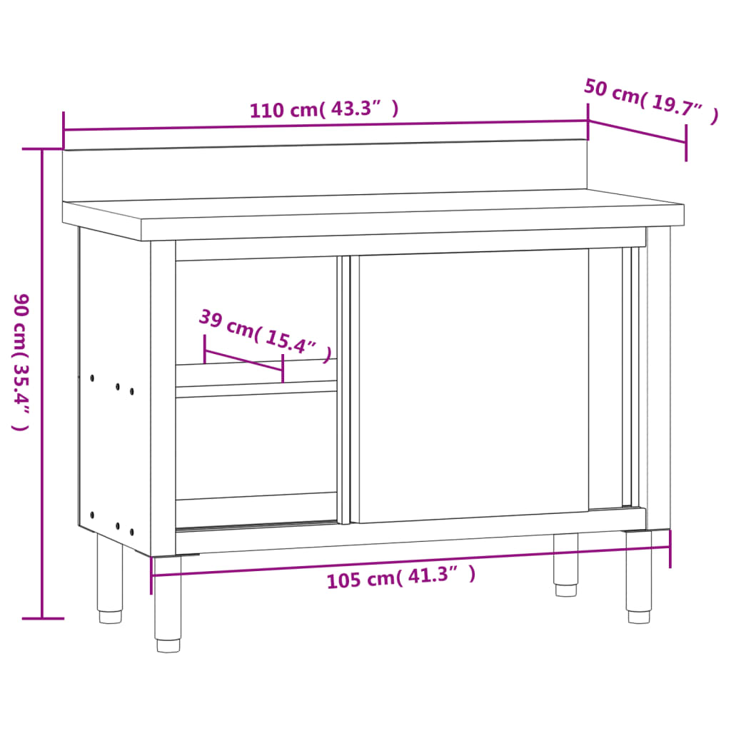 Keukenwerktafel met schuifdeuren roestvrijstaal is nu te koop bij PeponiXL, paradijselijk wonen!