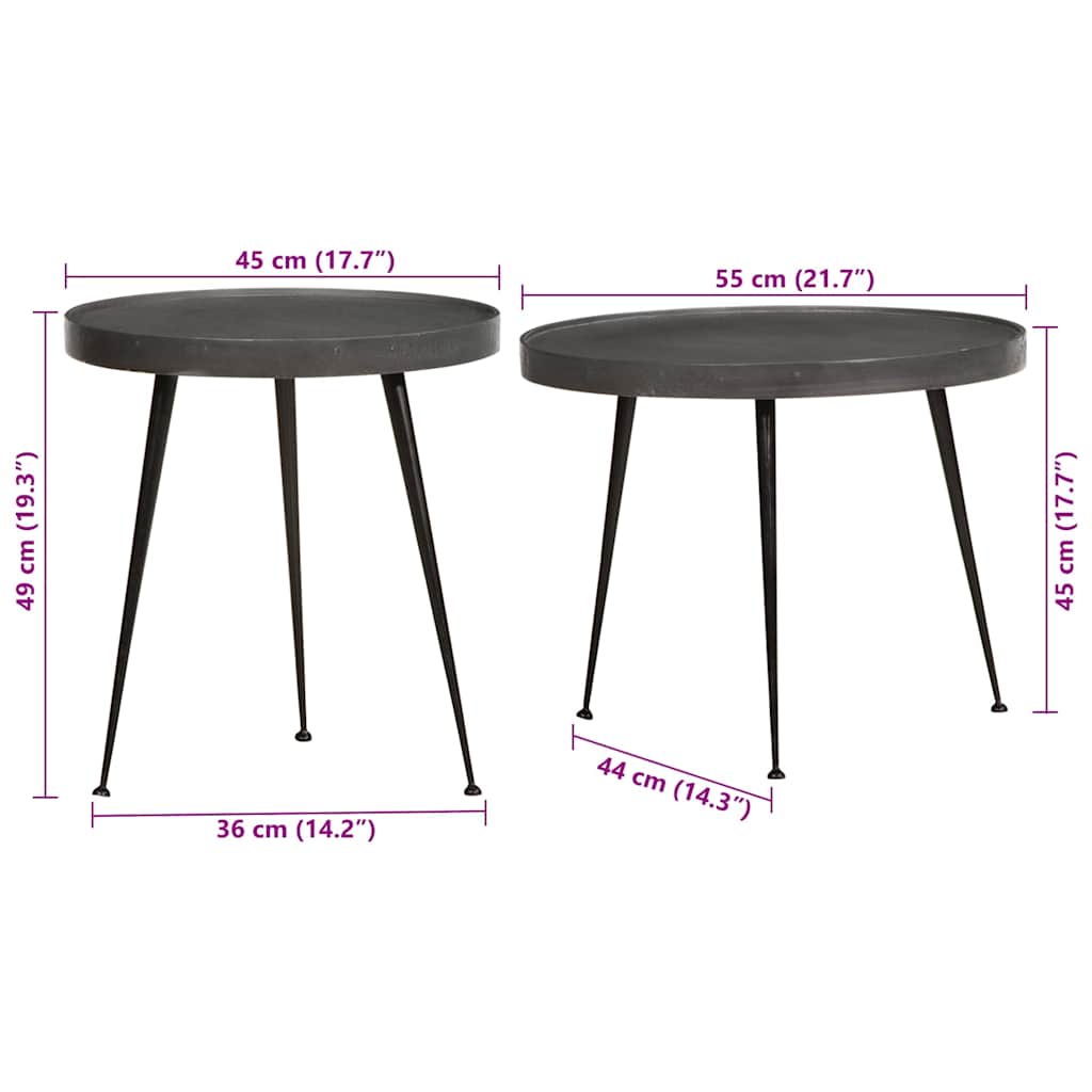 Salontafel 2 stuks Zwart bewerkt hout is nu te koop bij PeponiXL, paradijselijk wonen!