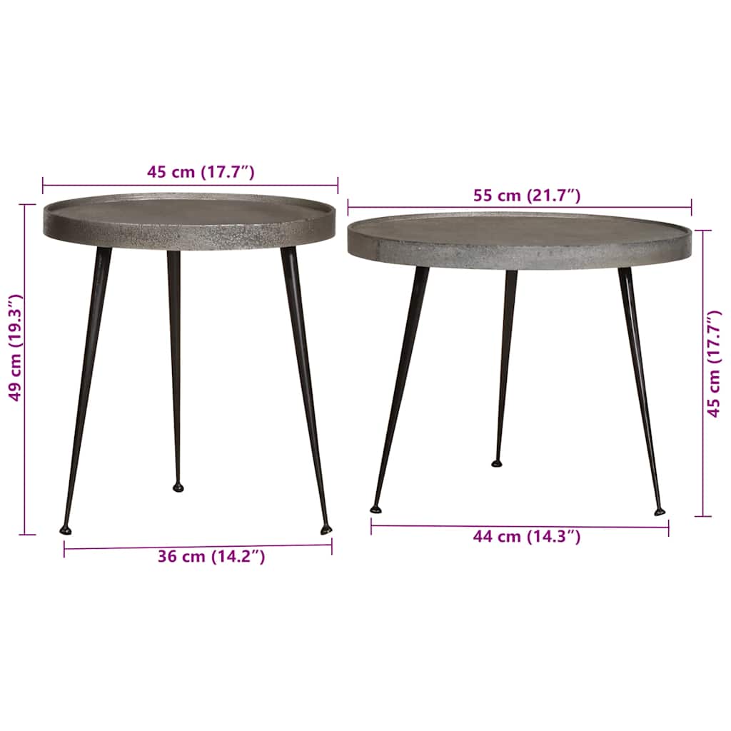 Salontafel 2 stuks zilverkleurig bewerkt hout is nu te koop bij PeponiXL, paradijselijk wonen!