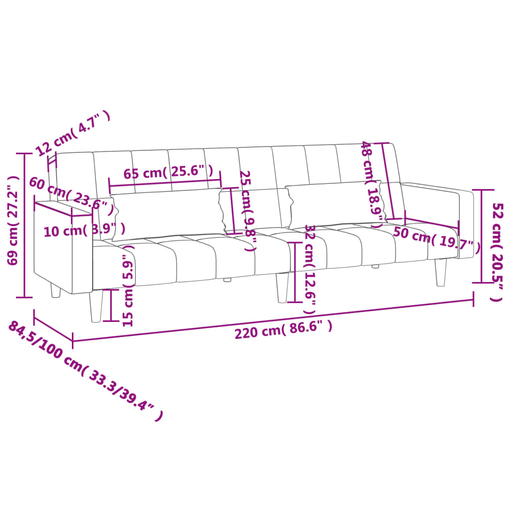 Slaapbank 2-zits met 2 kussens fluweel zwart is nu te koop bij PeponiXL, paradijselijk wonen!