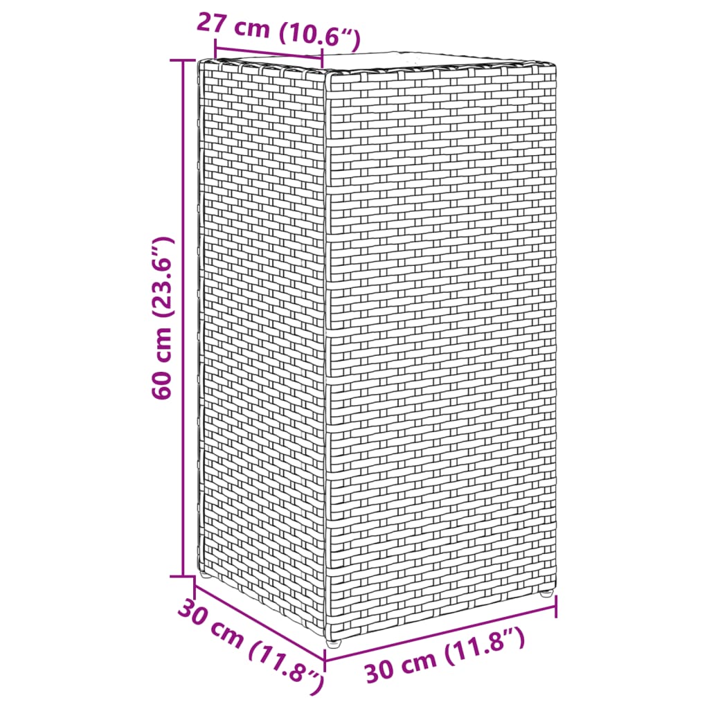 Plantenbak 30x30x60 cm poly rattan grijs is nu te koop bij PeponiXL, paradijselijk wonen!