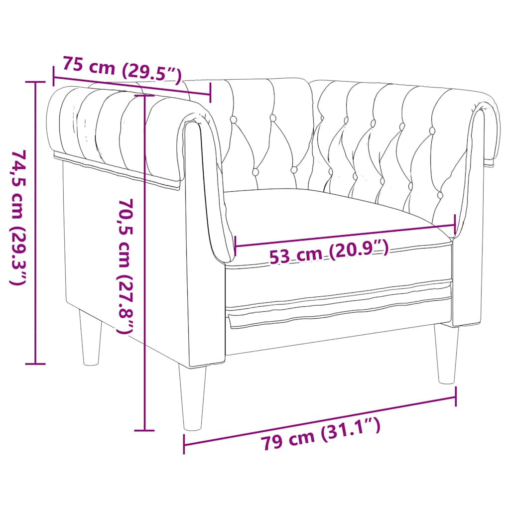 Fauteuil Chesterfield-stijl stof bruin is nu te koop bij PeponiXL, paradijselijk wonen!