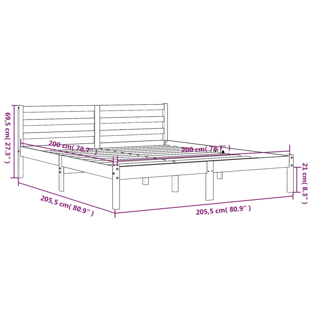 Bedframe zonder matras massief grenenhout wasbruin 200x200 cm is nu te koop bij PeponiXL, paradijselijk wonen!