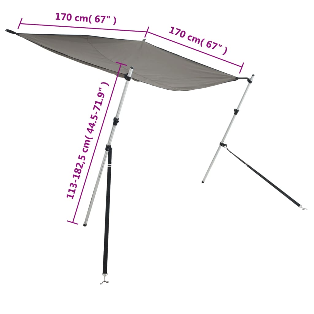 Schaduwdoek T-top 170x170x(115-183) cm antracietgrijs is nu te koop bij PeponiXL, paradijselijk wonen!