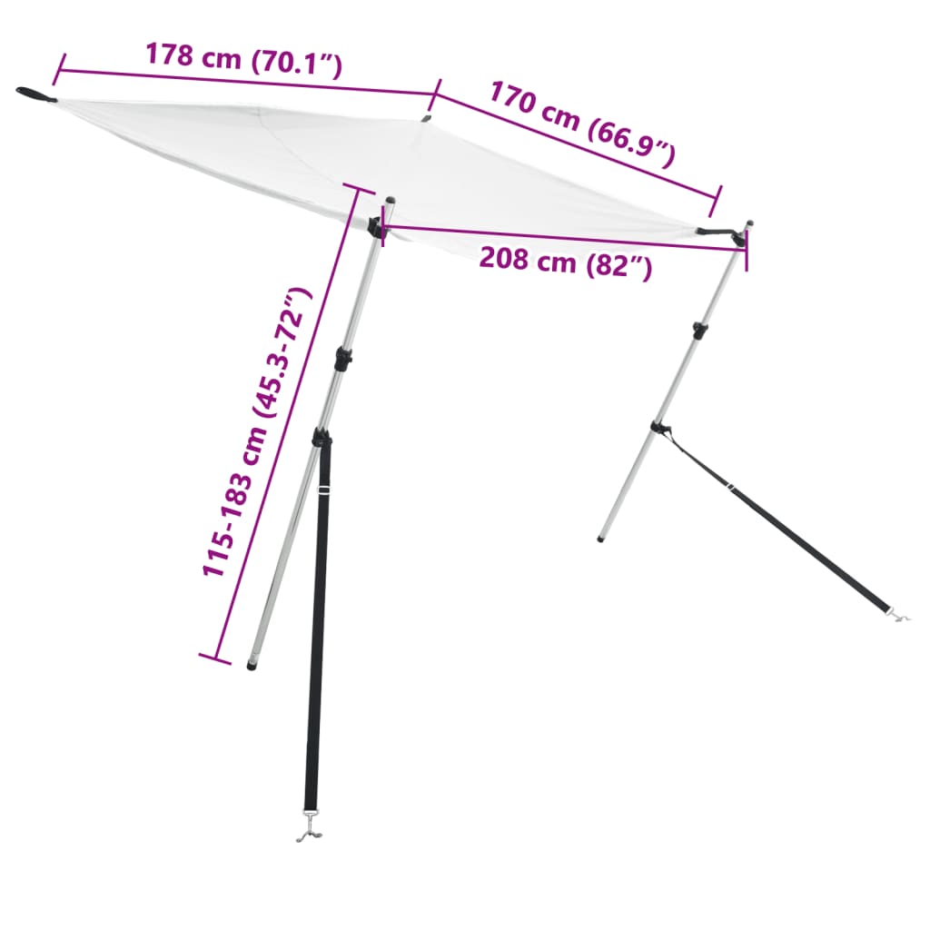 Schaduwdoek T-top 170x208x(115-183) cm wit is nu te koop bij PeponiXL, paradijselijk wonen!