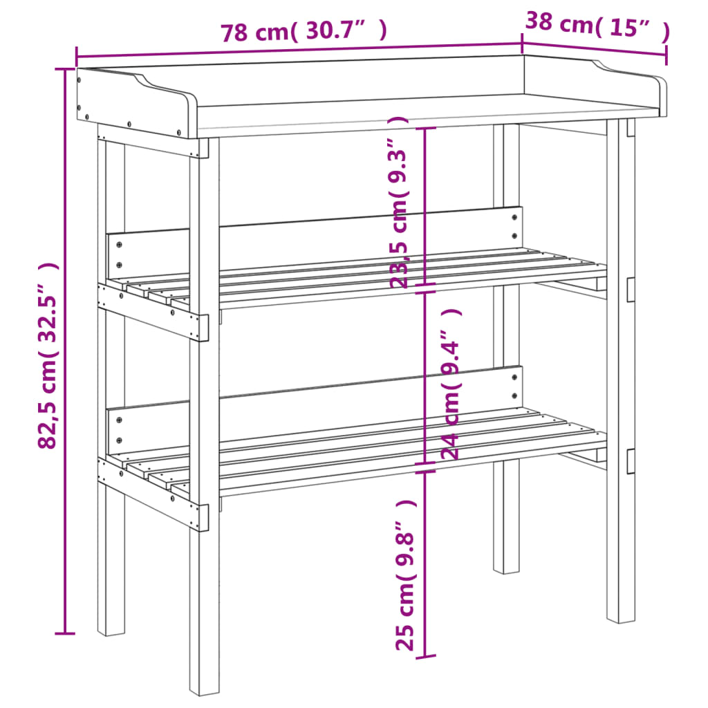 Plantentafel met schappen 78x38x82,5 cm vurenhout grijs is nu te koop bij PeponiXL, paradijselijk wonen!