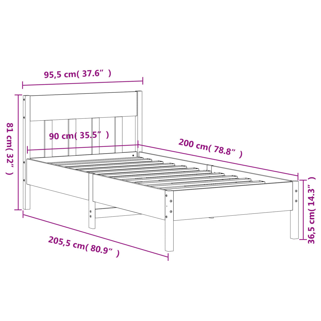 Bedframe zonder matras massief grenenhout wasbruin 90x200 cm is nu te koop bij PeponiXL, paradijselijk wonen!