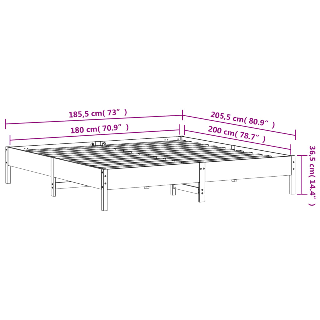Bedframe zonder matras massief grenenhout wit 180x200 cm is nu te koop bij PeponiXL, paradijselijk wonen!