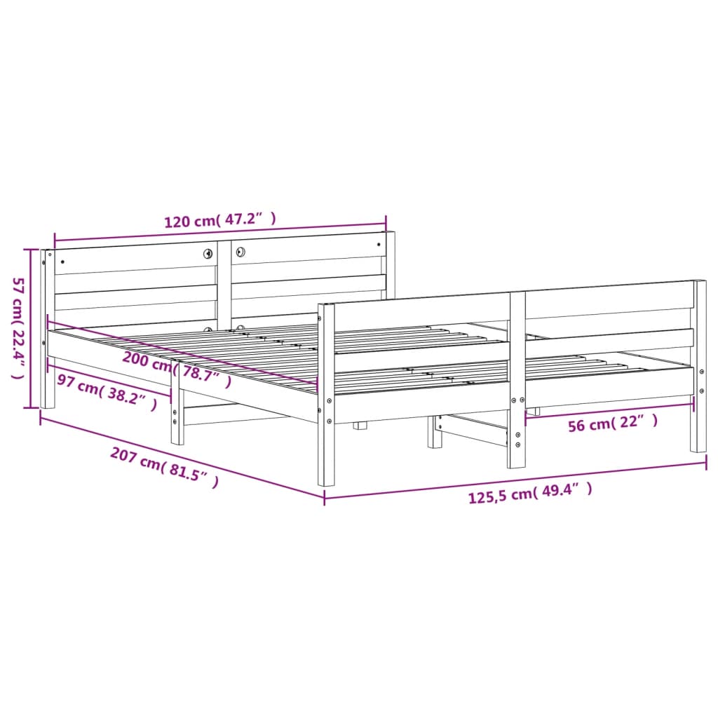 Bedframe zonder matras massief grenenhout 120x200 cm is nu te koop bij PeponiXL, paradijselijk wonen!