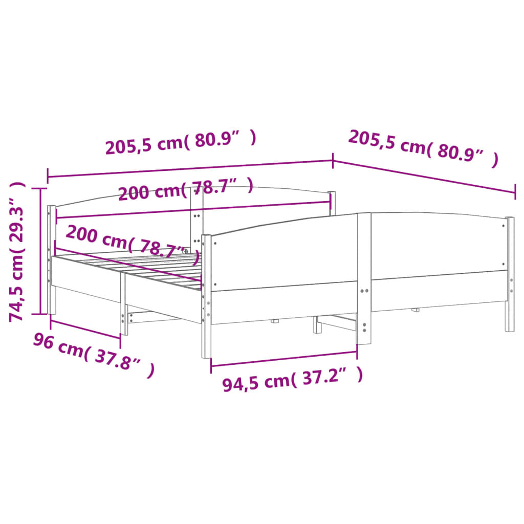 Bedframe zonder matras massief grenenhout wasbruin 200x200 cm is nu te koop bij PeponiXL, paradijselijk wonen!