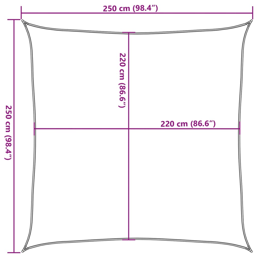 Zonnezeil 2,5x2,5 m 100% polyester oxford lichtgrijs is nu te koop bij PeponiXL, paradijselijk wonen!