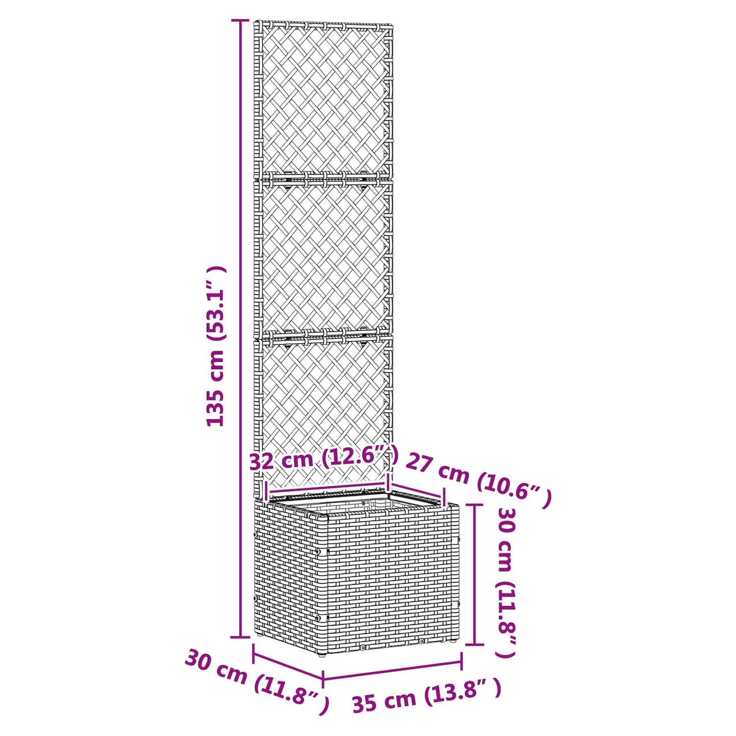 Tuin Trellis Planter Bruin 35 x 30 x 135 cm Metaal is nu te koop bij PeponiXL, paradijselijk wonen!