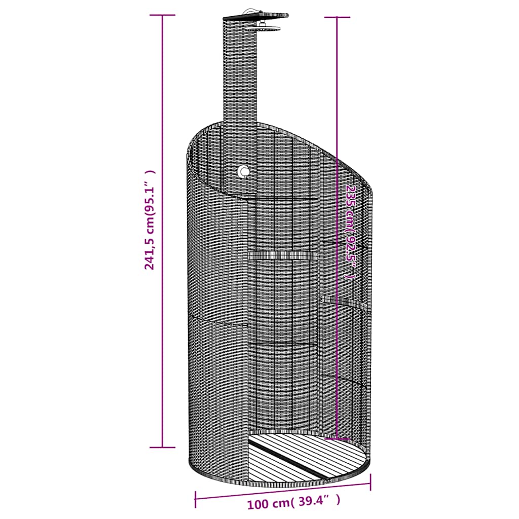 Buitendouche 100x100x241,5 cm poly rattan en acaciahout zwart is nu te koop bij PeponiXL, paradijselijk wonen!