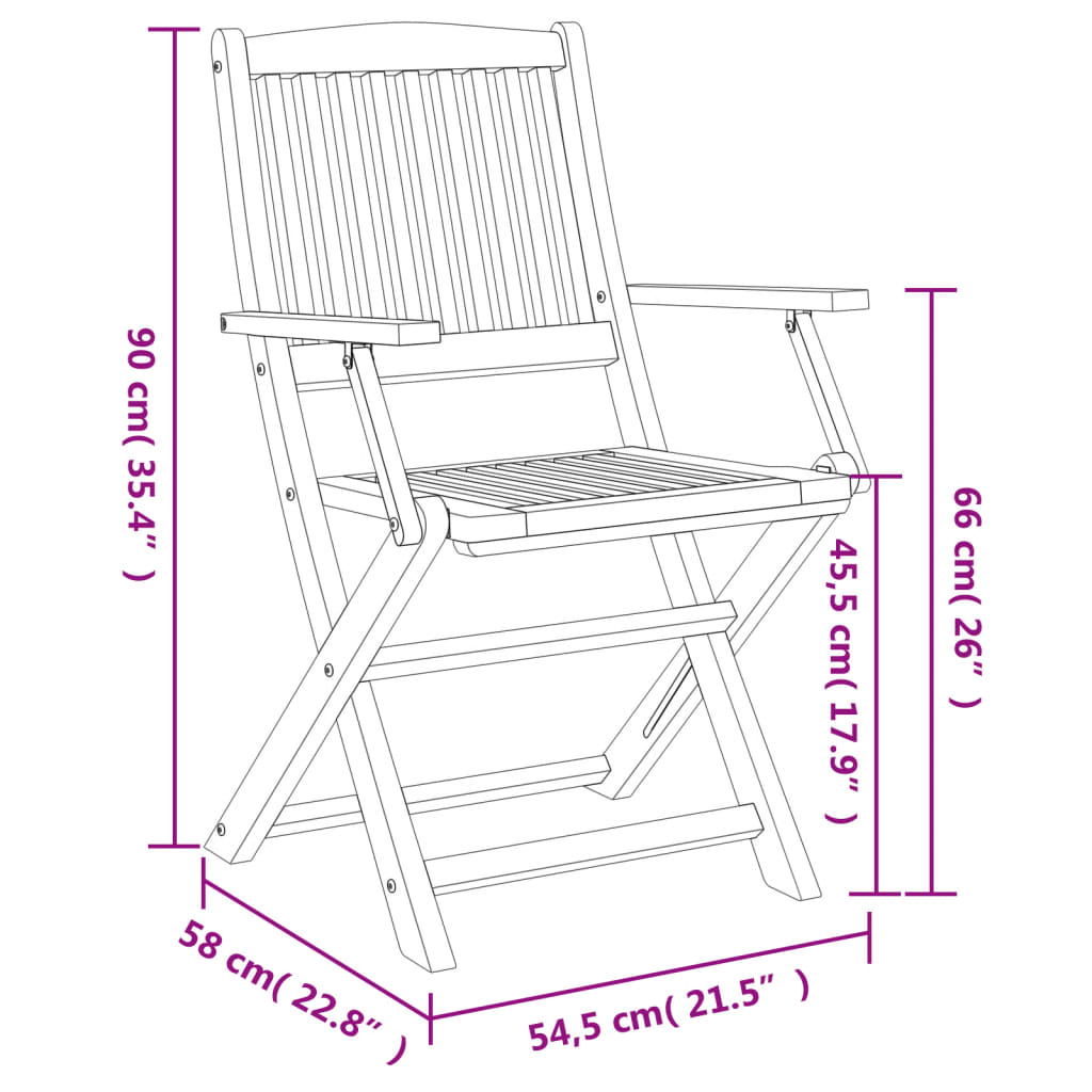 Tuinstoelen 4 st inklapbaar 54x61x88 cm massief acaciahout is nu te koop bij PeponiXL, paradijselijk wonen!