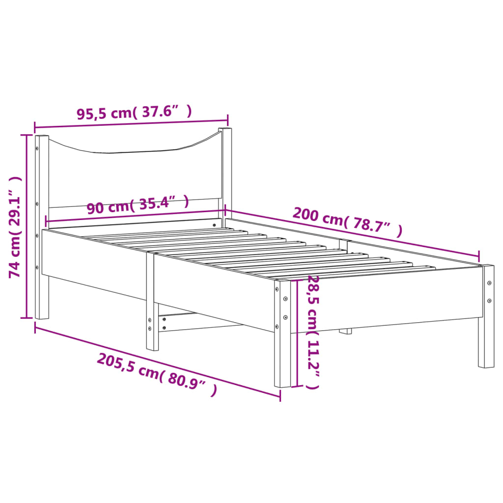 Bedframe zonder matras massief grenenhout wit 90x200 cm is nu te koop bij PeponiXL, paradijselijk wonen!