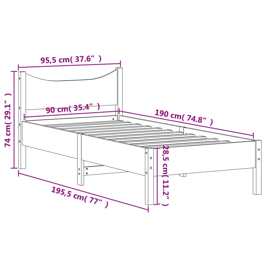 Bedframe zonder matras massief grenenhout wasbruin 90x190 cm is nu te koop bij PeponiXL, paradijselijk wonen!