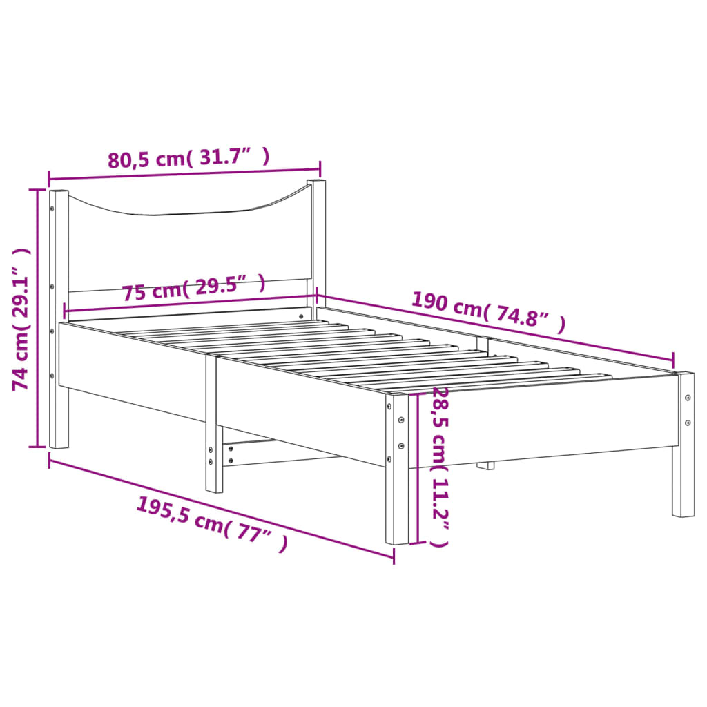 Bedframe zonder matras massief grenenhout 75x190 cm is nu te koop bij PeponiXL, paradijselijk wonen!