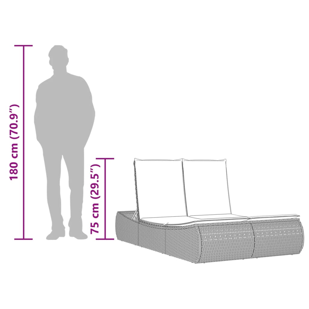 Ligbed 2-persoons met kussens poly rattan lichtgrijs is nu te koop bij PeponiXL, paradijselijk wonen!