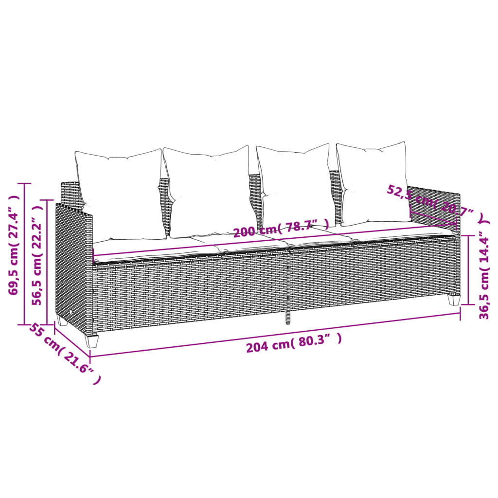 Ligbed met kussens poly rattan zwart is nu te koop bij PeponiXL, paradijselijk wonen!