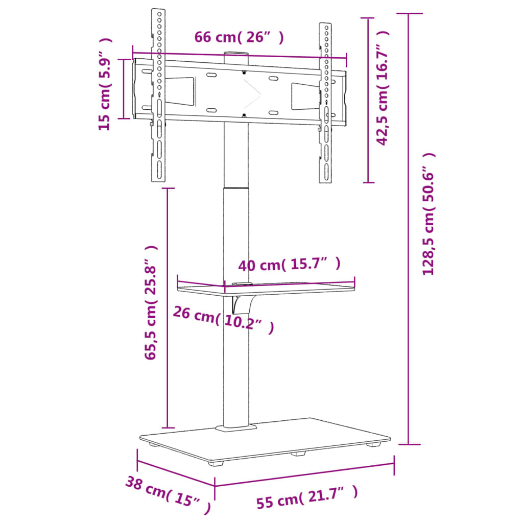 Tv-standaard hoekmodel 2-laags voor 32-65 inch zwart is nu te koop bij PeponiXL, paradijselijk wonen!