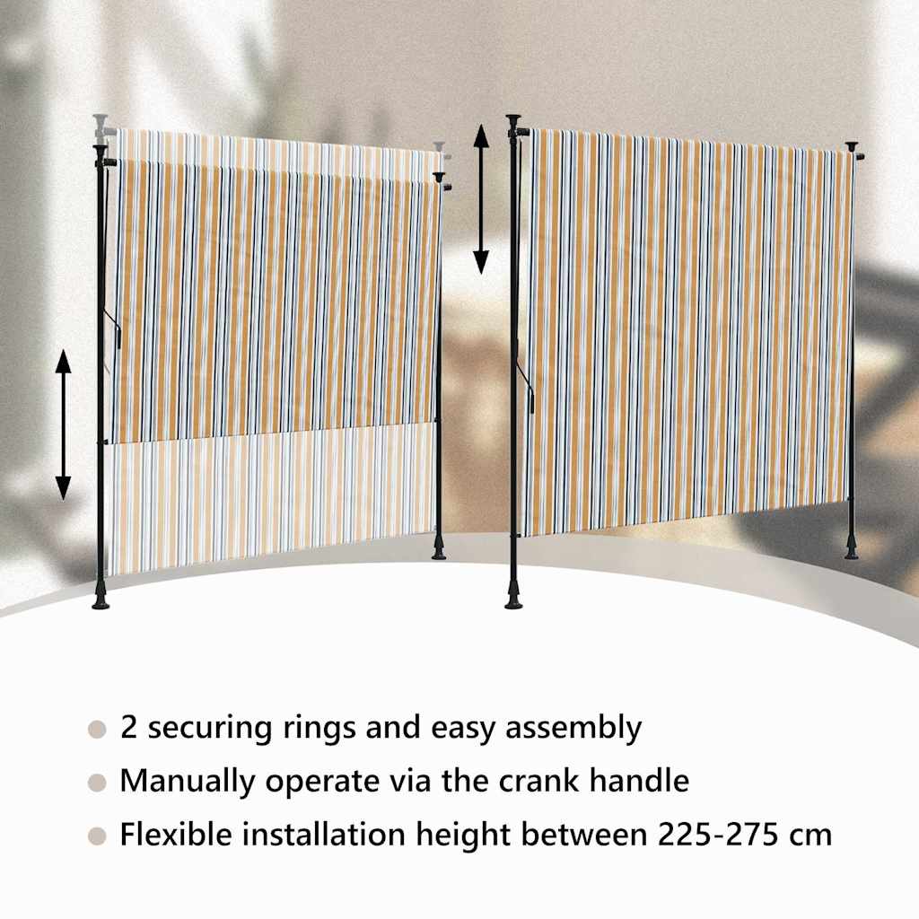 Rolgordijn voor buiten 200x270 cm stof en staal geel en wit is nu te koop bij PeponiXL, paradijselijk wonen!
