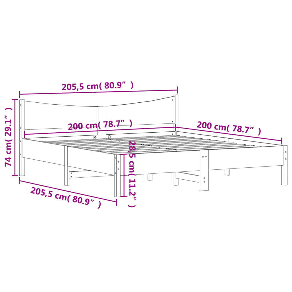 Bedframe zonder matras massief grenenhout wit 200x200 cm is nu te koop bij PeponiXL, paradijselijk wonen!
