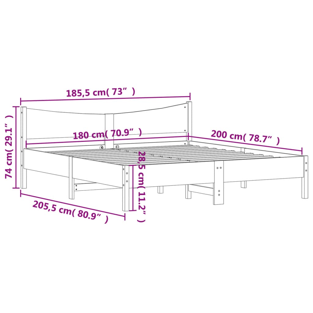 Bedframe zonder matras massief grenenhout wasbruin 180x200 cm is nu te koop bij PeponiXL, paradijselijk wonen!