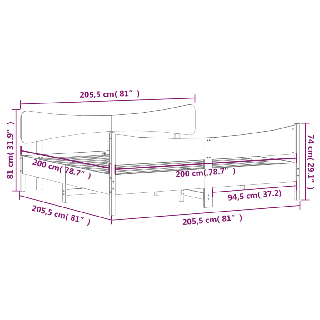 Bedframe zonder matras massief grenenhout wit 200x200 cm is nu te koop bij PeponiXL, paradijselijk wonen!