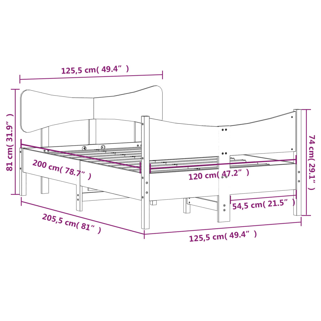 Bedframe zonder matras massief grenenhout 120x200 cm is nu te koop bij PeponiXL, paradijselijk wonen!