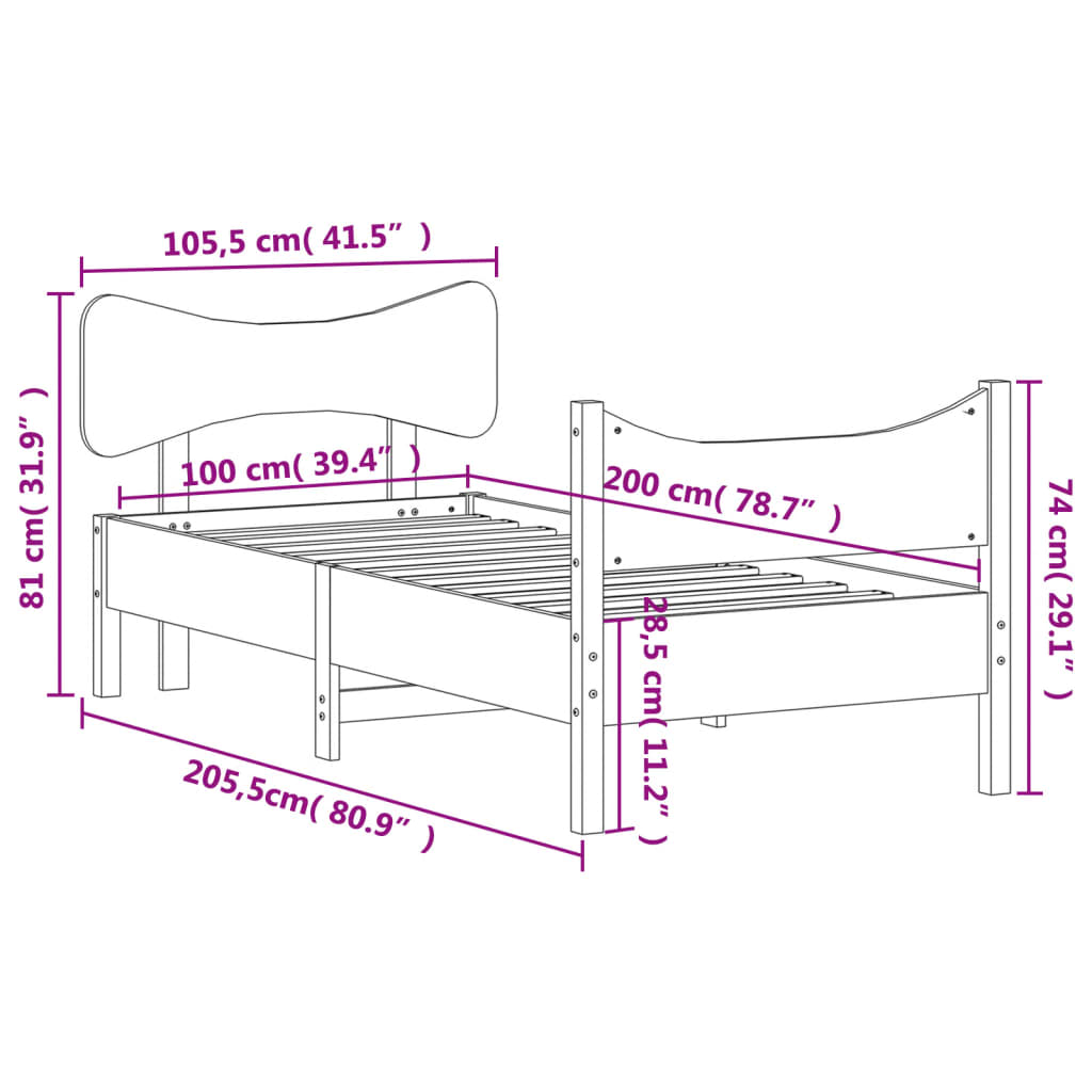 Bedframe zonder matras massief grenenhout wasbruin 100x200 cm is nu te koop bij PeponiXL, paradijselijk wonen!