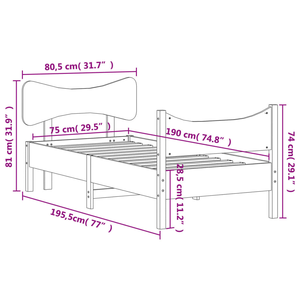 Bedframe zonder matras massief grenenhout wasbruin 75x190 cm is nu te koop bij PeponiXL, paradijselijk wonen!