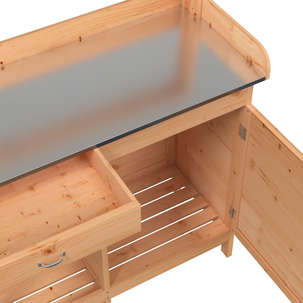 Oppottafel met kast 110,5x45x124,5 cm massief vurenhout bruin is nu te koop bij PeponiXL, paradijselijk wonen!