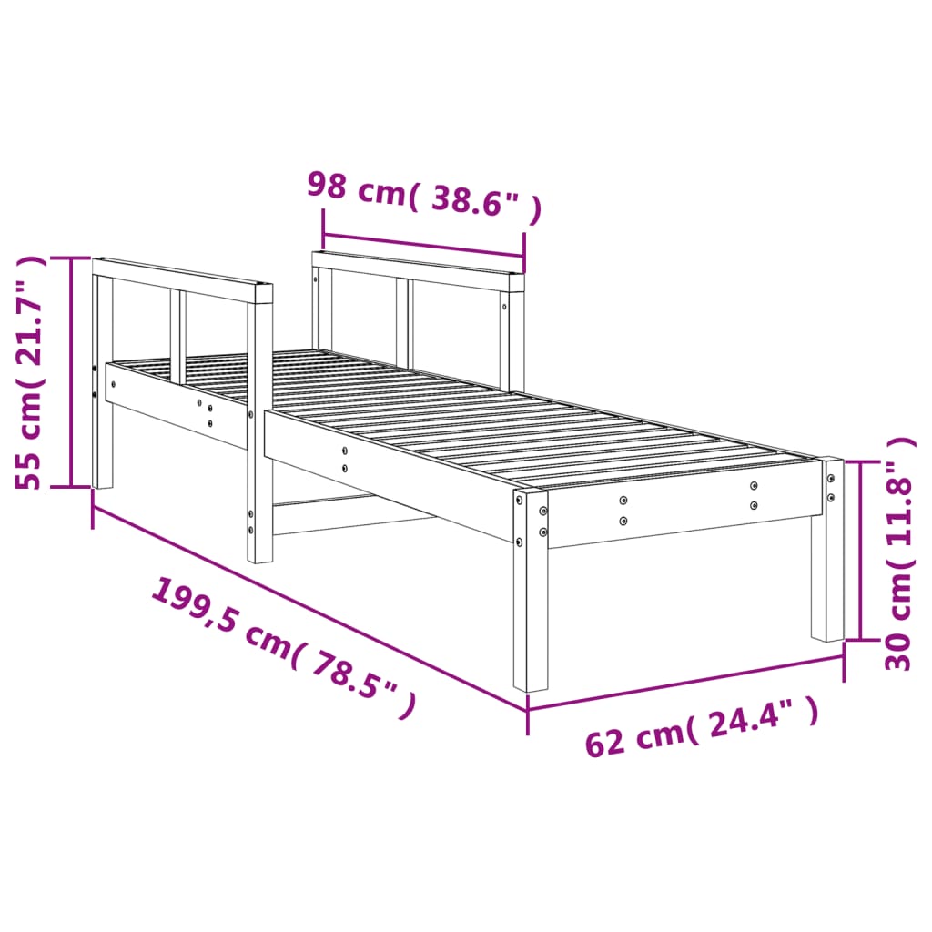 Ligbed 199,5x62x55 cm massief douglashout is nu te koop bij PeponiXL, paradijselijk wonen!