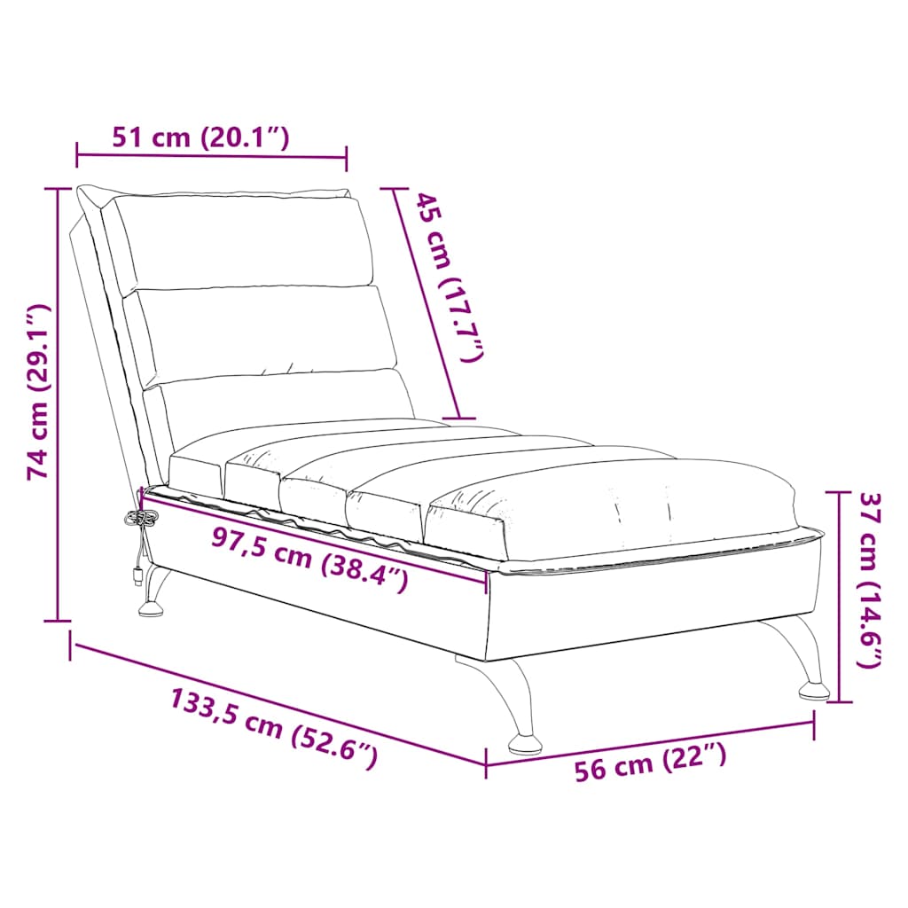 Massage chaise longue met kussens stof donkergrijs is nu te koop bij PeponiXL, paradijselijk wonen!