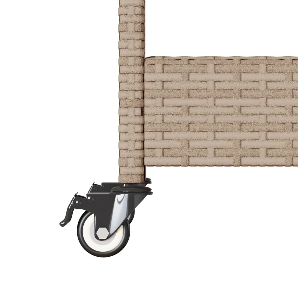 Keukentrolley 3-laags poly rattan en massief acaciahout beige is nu te koop bij PeponiXL, paradijselijk wonen!