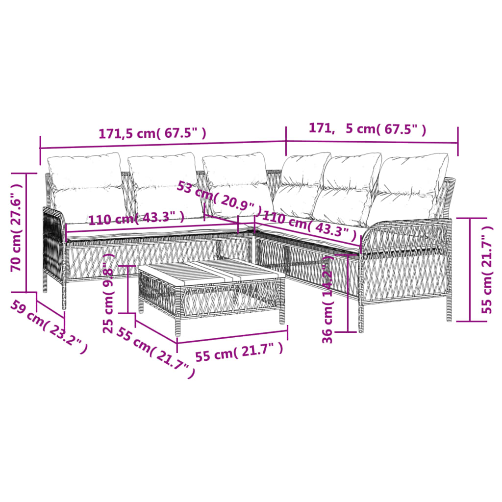 2-delige Loungeset met kussens poly rattan zwart is nu te koop bij PeponiXL, paradijselijk wonen!