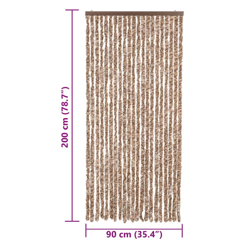 Vliegengordijn 90x200 cm chenille beige en donkerbruin is nu te koop bij PeponiXL, paradijselijk wonen!