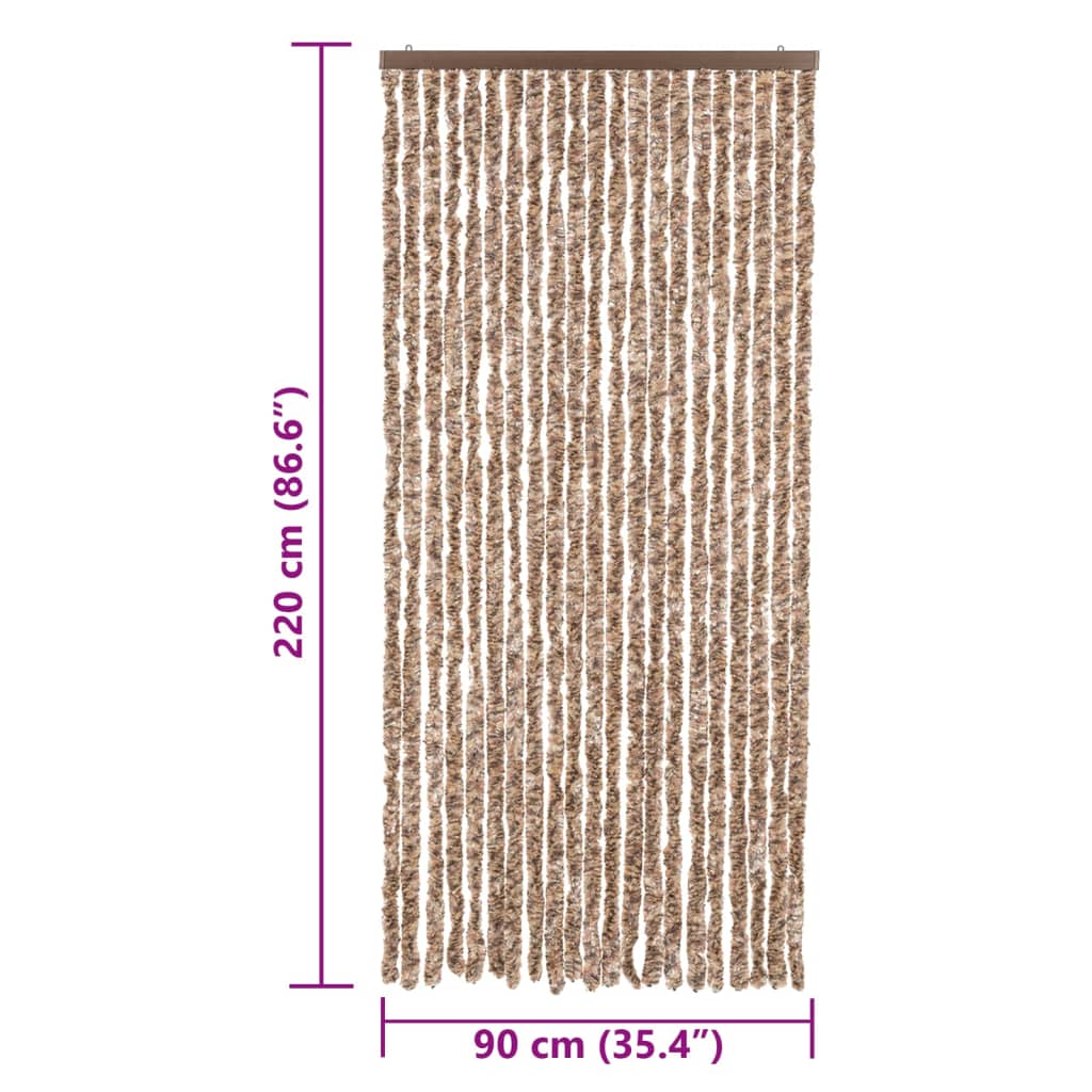 Vliegengordijn 90x220 cm chenille beige en donkerbruin is nu te koop bij PeponiXL, paradijselijk wonen!