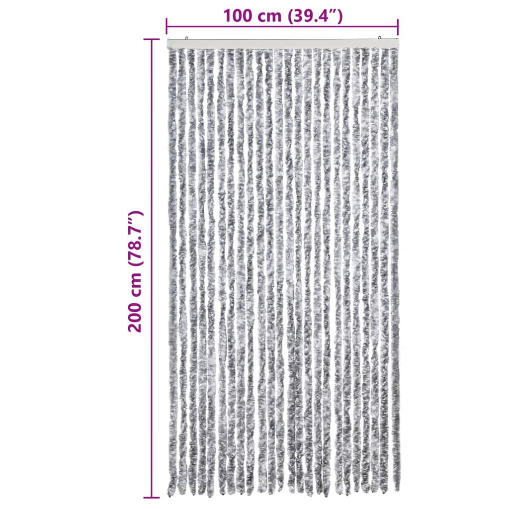 Vliegengordijn 100x200 cm chenille wit en grijs is nu te koop bij PeponiXL, paradijselijk wonen!