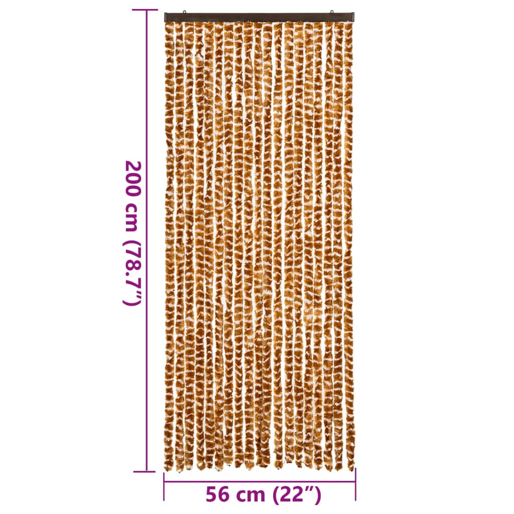 Vliegengordijn 56x200 cm chenille okerkleurig en wit is nu te koop bij PeponiXL, paradijselijk wonen!