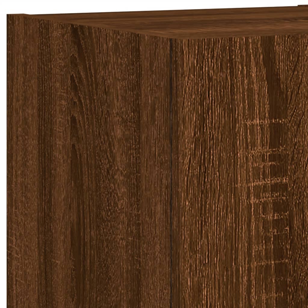 4-delige Tv-wandmeubelset met LED bewerkt hout bruineikenkleur is nu te koop bij PeponiXL, paradijselijk wonen!