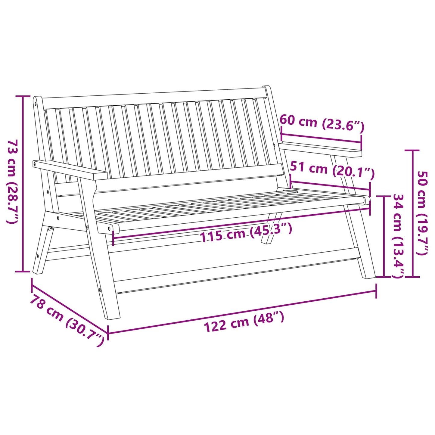 Relaxbank Bruin Massief Acaciahout is nu te koop bij PeponiXL, paradijselijk wonen!