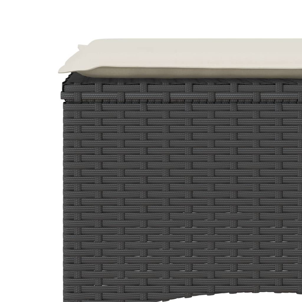 Tuinbank 2-zits met tafel en voetenbanken poly rattan zwart is nu te koop bij PeponiXL, paradijselijk wonen!