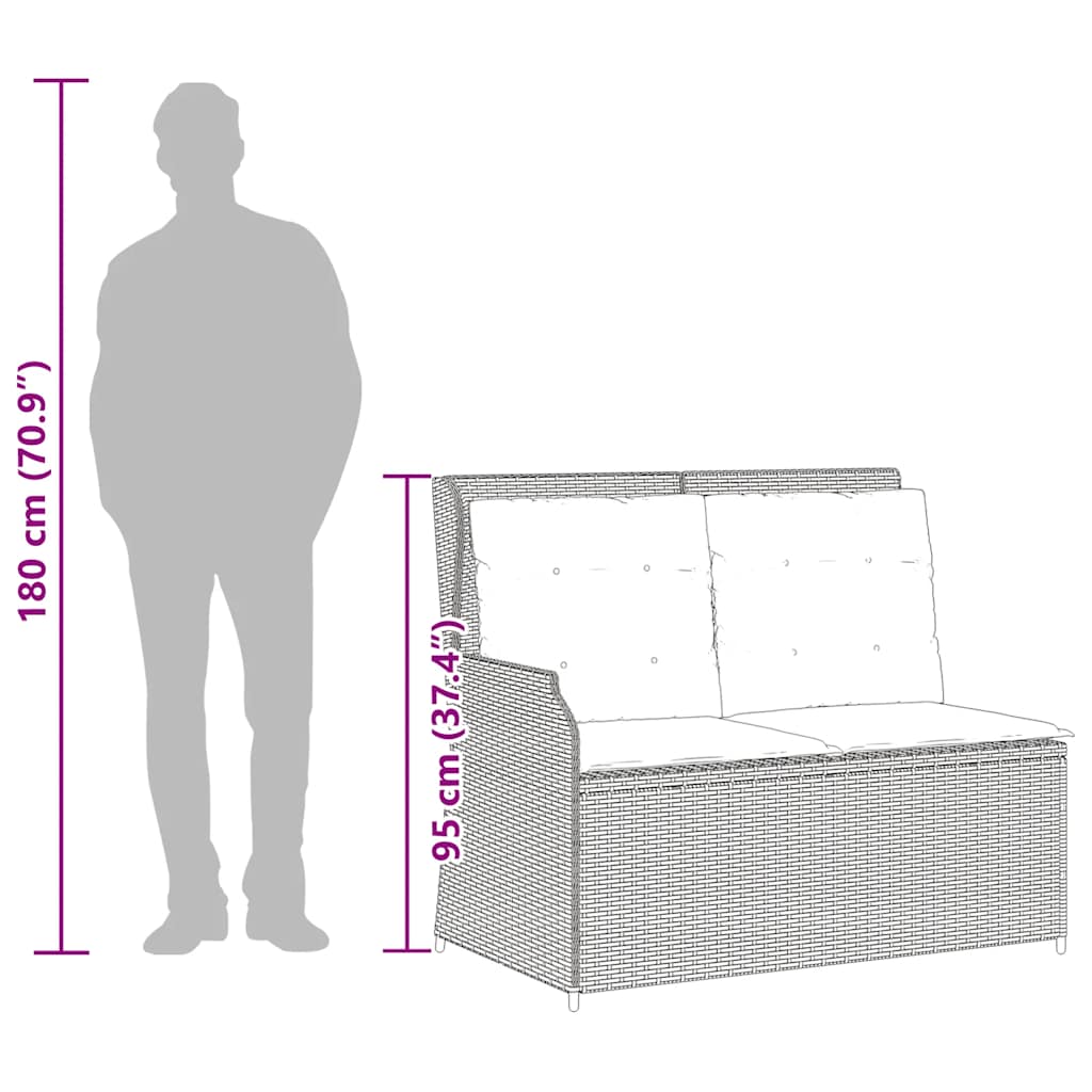 Tuinbankje verstelbaar met kussens poly rattan beige is nu te koop bij PeponiXL, paradijselijk wonen!