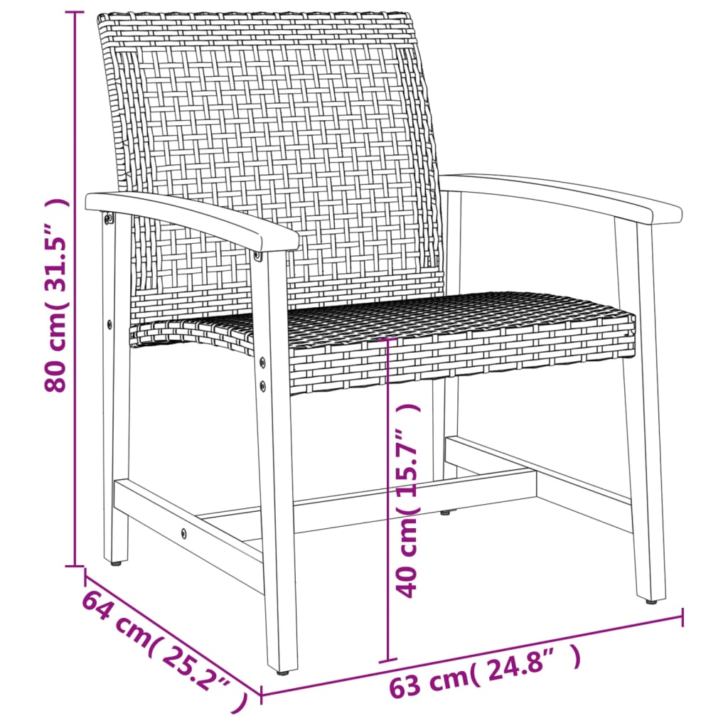 Tuinstoelen 2 st poly rattan en acaciahout grijs is nu te koop bij PeponiXL, paradijselijk wonen!